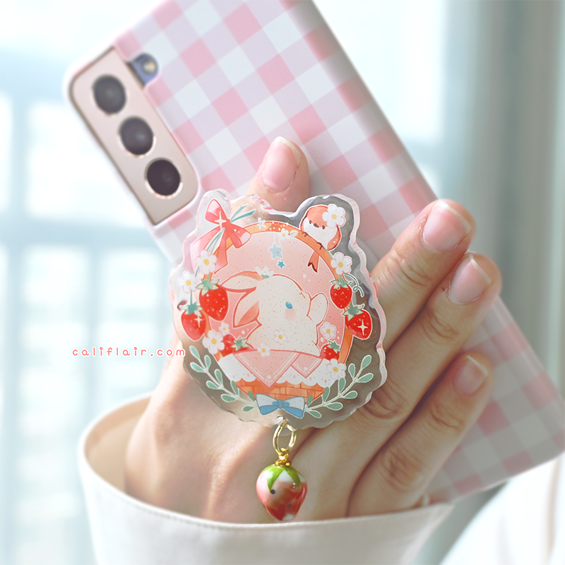 Strawberry Bunny Acrylic Phone Grip