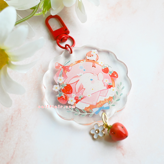 Strawberry Bunny Acrylic Charm