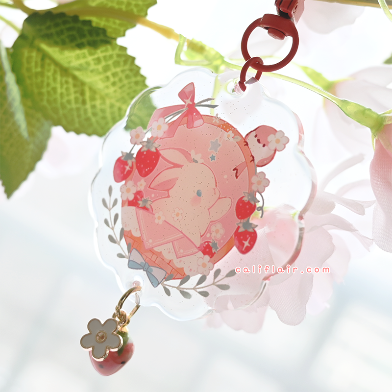 Strawberry Bunny Acrylic Charm